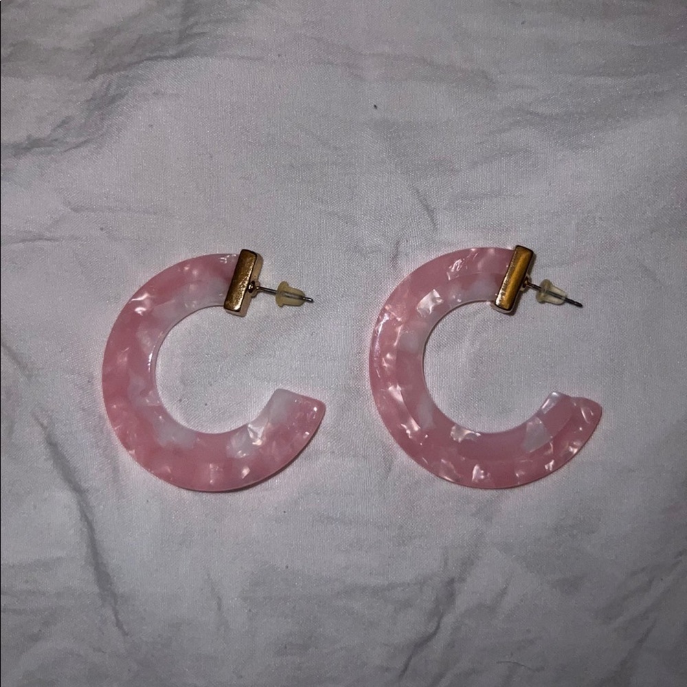 Pink Marbled Hoops